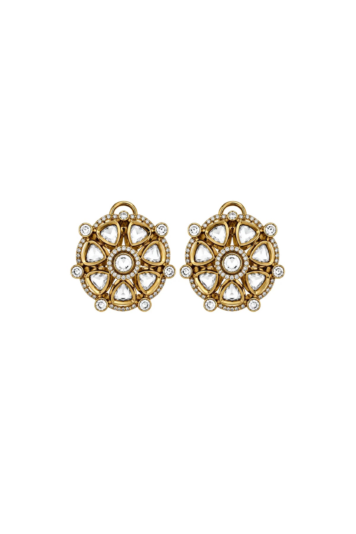Zarina Polki Floral Halo Stud Earrings