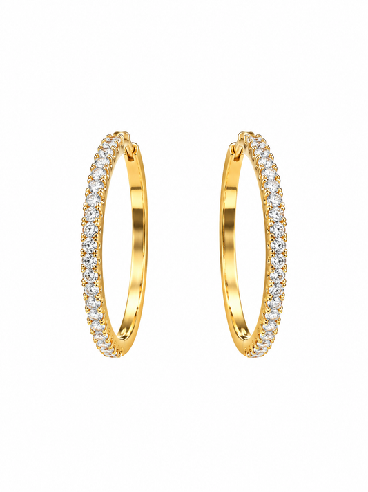 Everyday Luxe Gold Hoops with Sparkling Diamonds