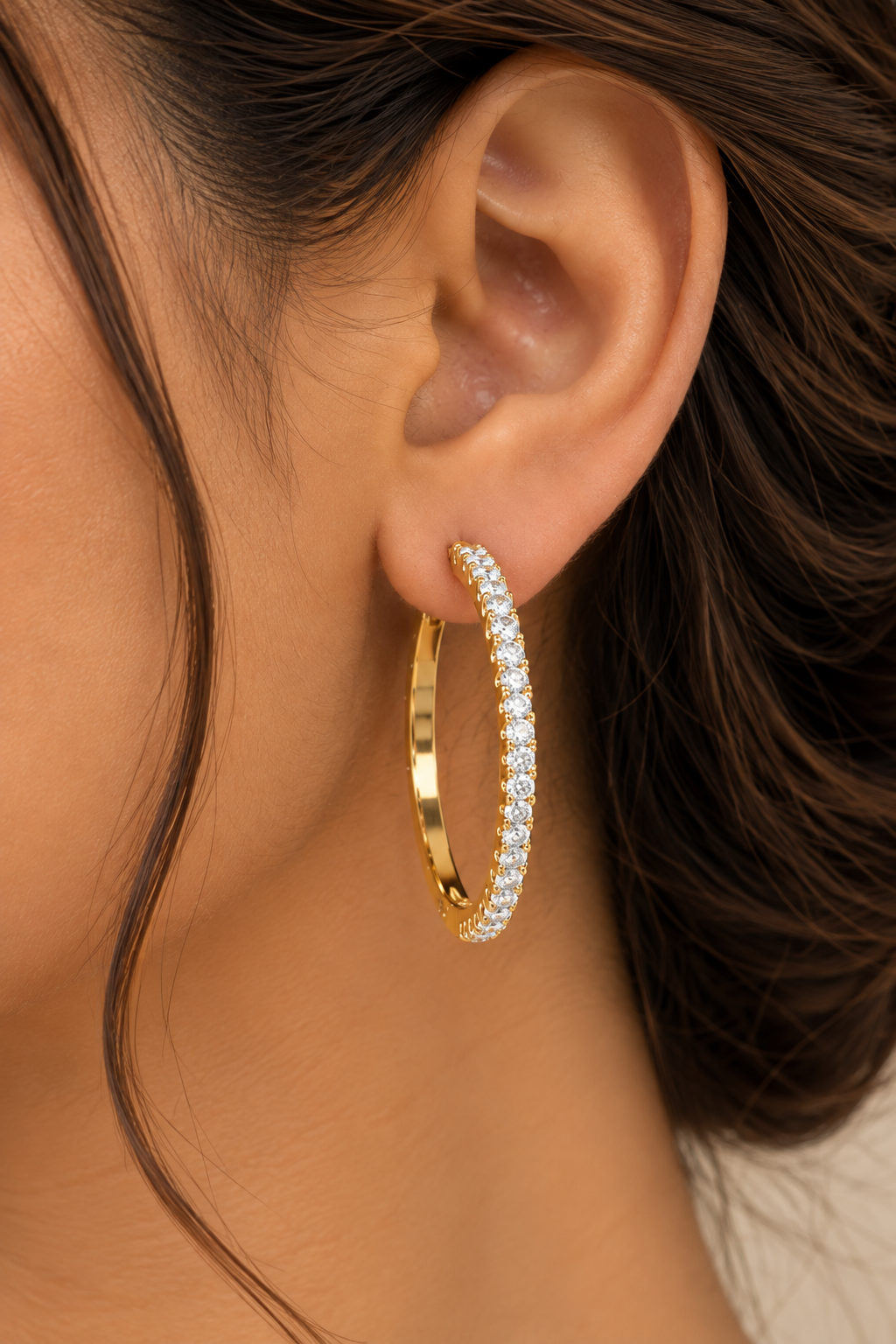 Everyday Luxe Gold Hoops with Sparkling Diamonds