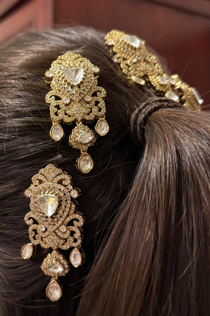Raavi Polki Pearl Hair Crown Pin