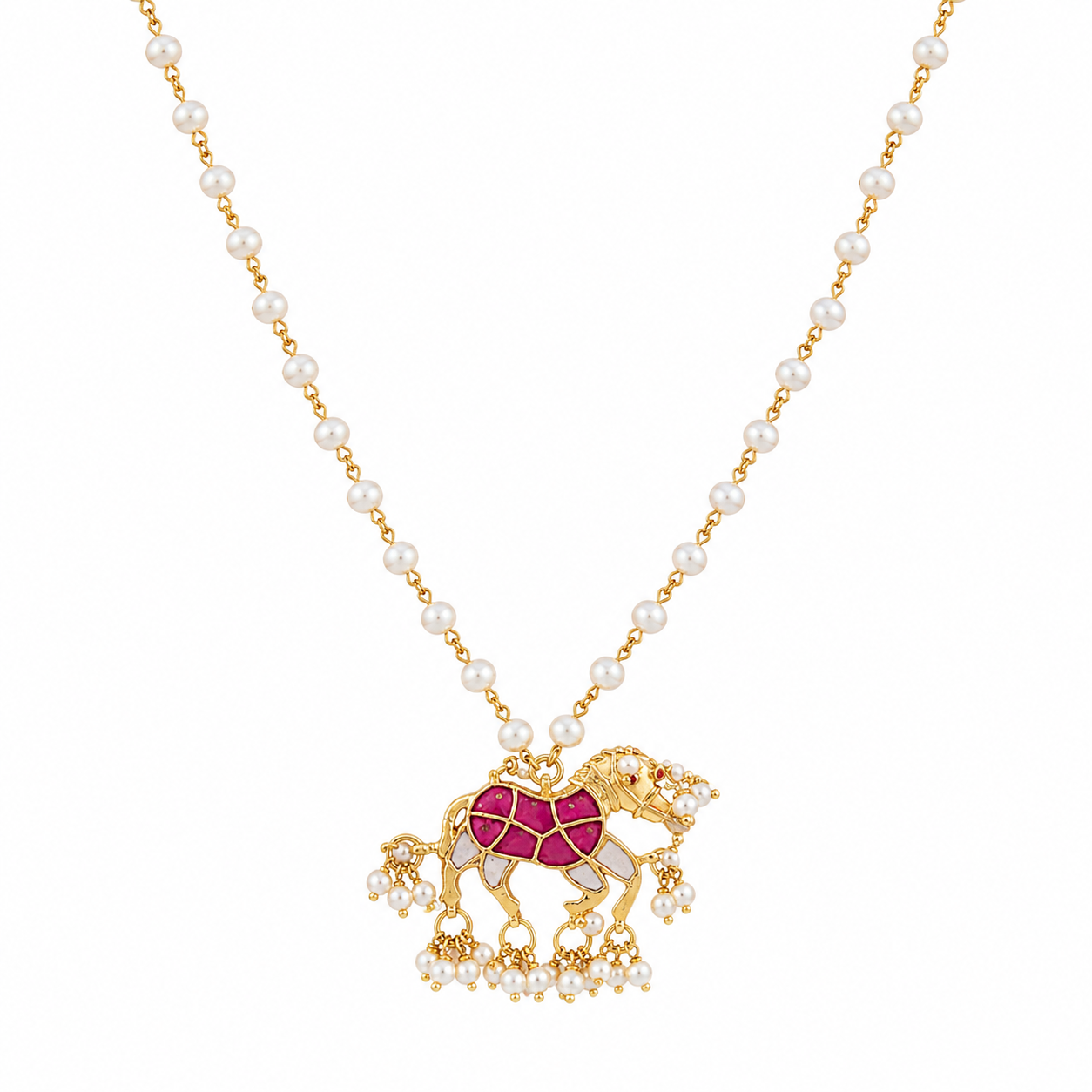 Royal Horse Pearl Pendant Necklace