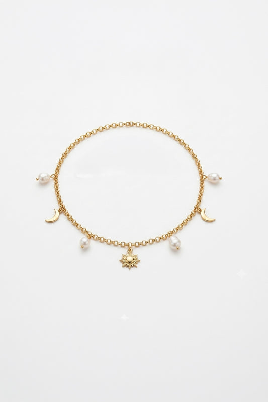Eshvaani Sun, Moon & Pearl Necklace
