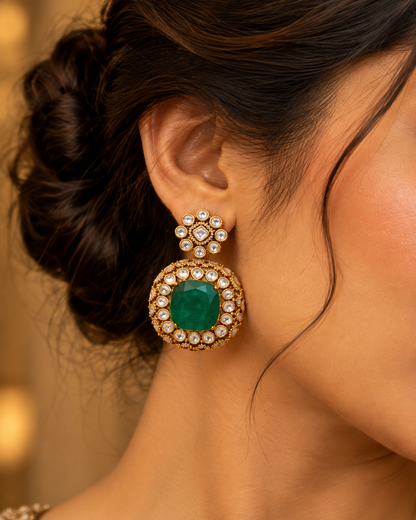 Maharani Emerald Polki Necklace Set