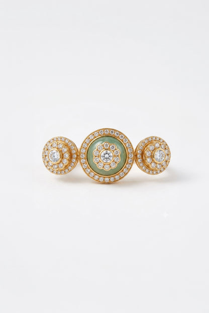 Sagarika Green Circular Crystal Sp Ring Set