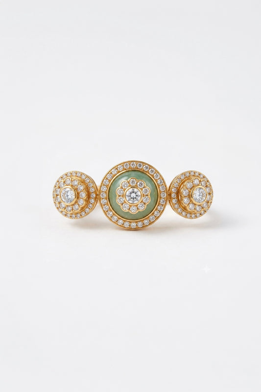 Sagarika Green Circular Crystal Sp Ring Set