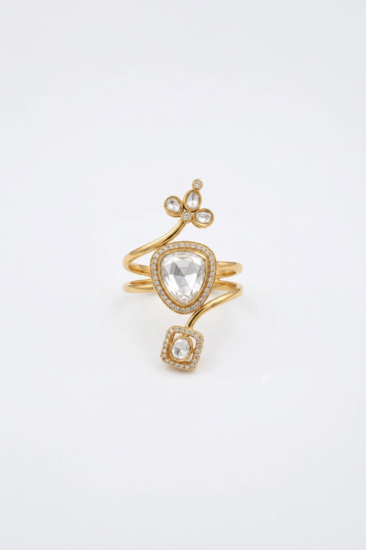 Sonali Gold Heart Crystal Sp Ring