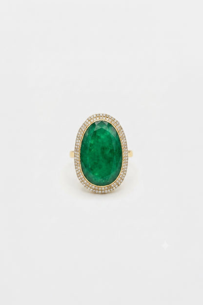 Tanuja Emerald Oval Sp Polki Ring