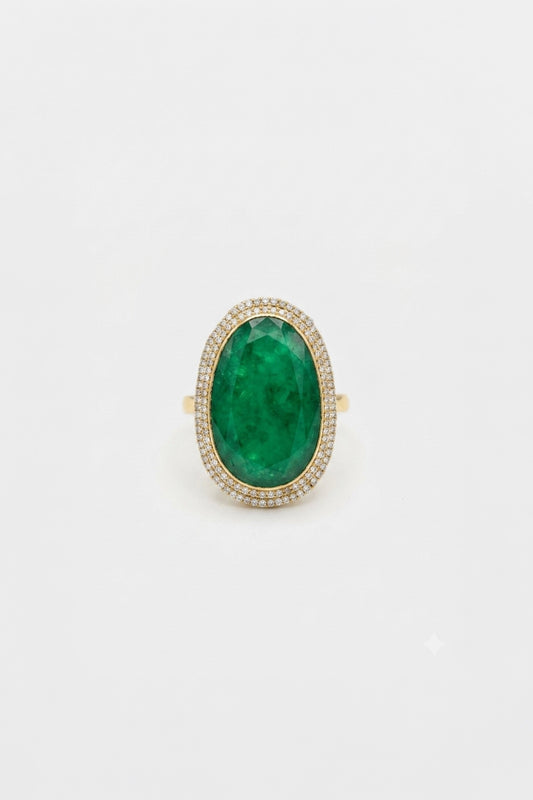 Tanuja Emerald Oval Sp Polki Ring