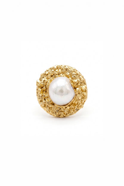Golden Oyster Pearl Ring