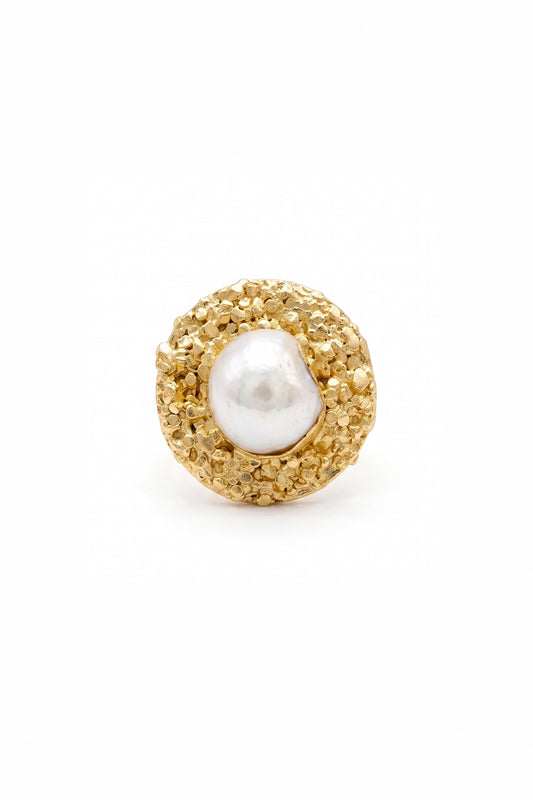 Golden Oyster Pearl Ring