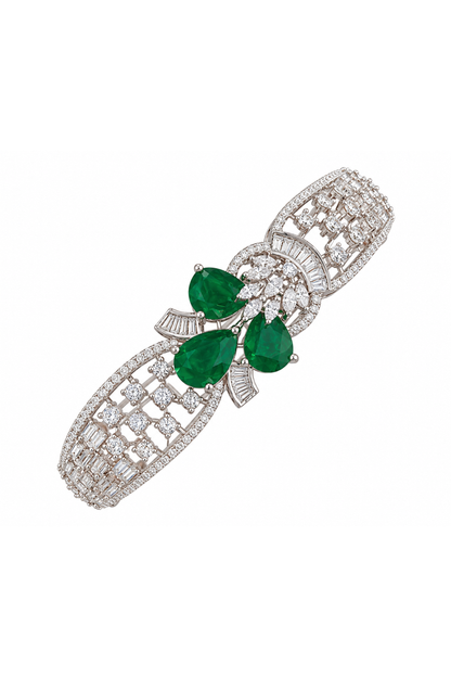 Seraphina Emerald Green Openwork Statement Bracelet