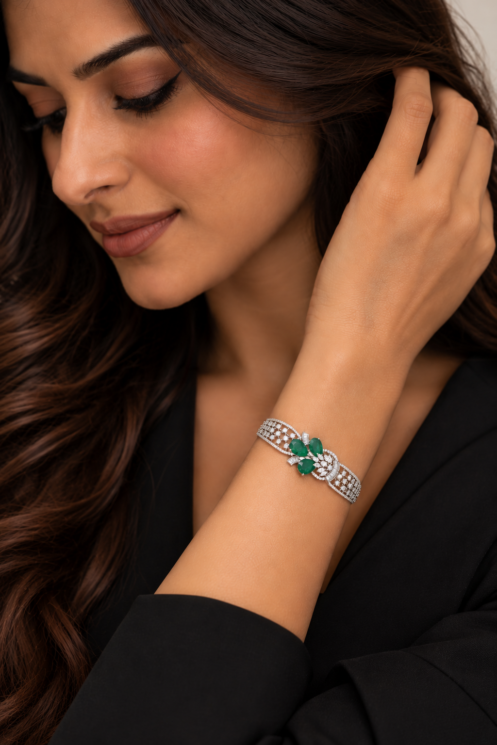 Seraphina Emerald Green Openwork Statement Bracelet