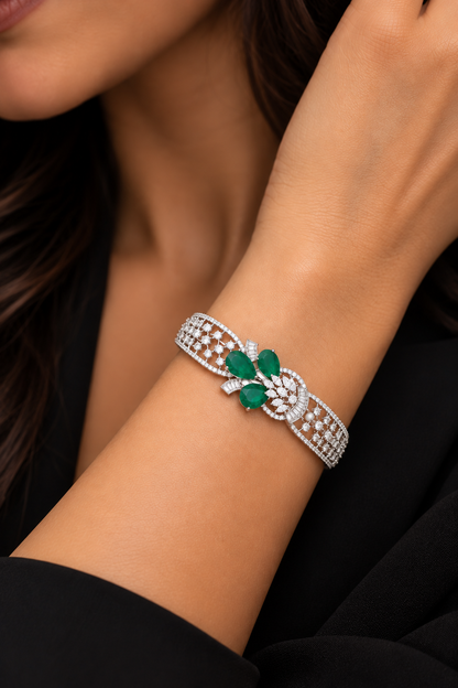 Seraphina Emerald Green Openwork Statement Bracelet
