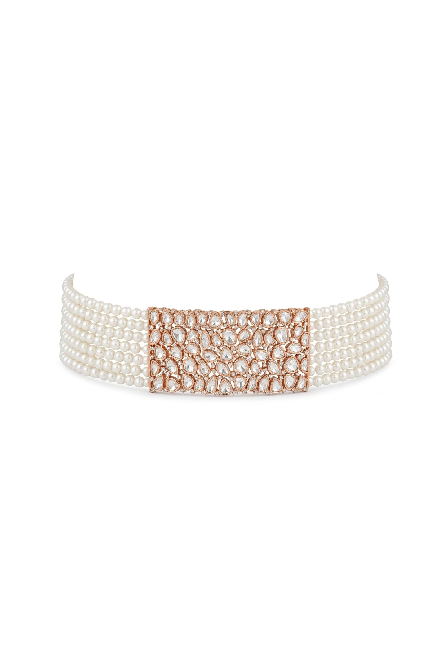 Sandhya Moti Uneven Small Faux Moissanite Choker