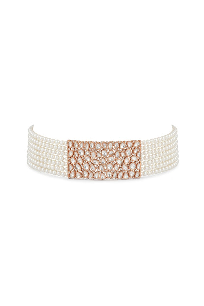Sandhya Moti Uneven Small Faux Moissanite Choker