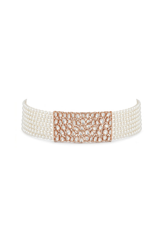 Sandhya Moti Uneven Small Faux Moissanite Choker