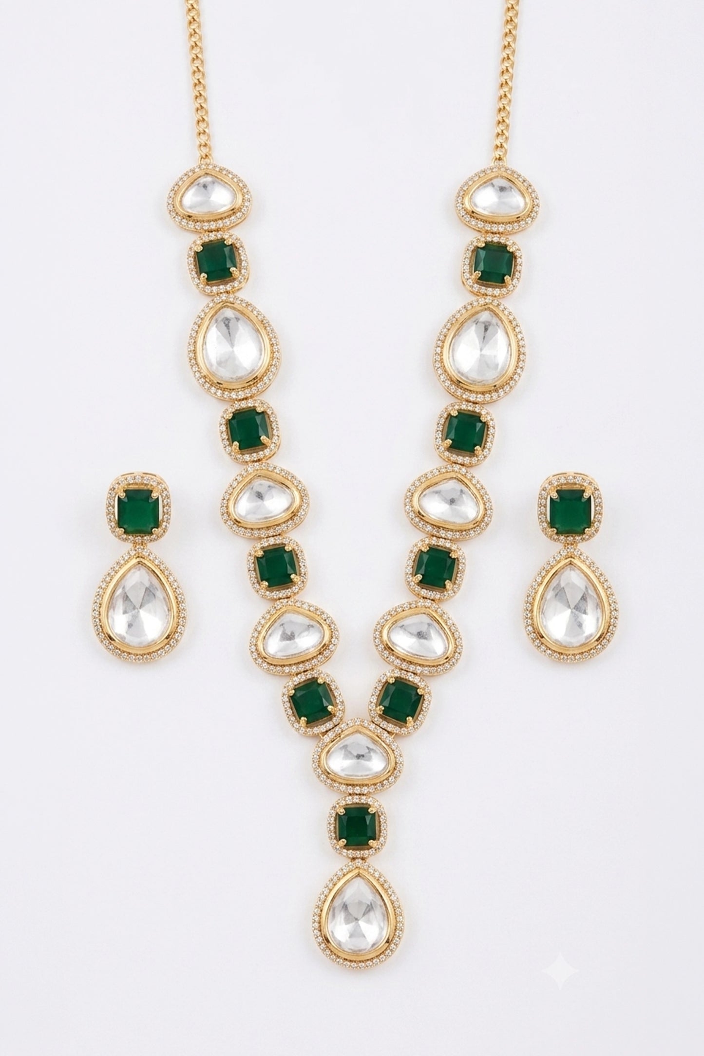 Noor Polki Moissanite Necklace Set