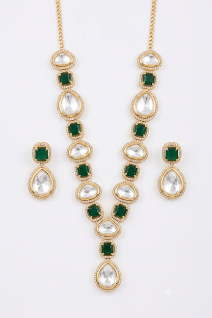 Noor Polki Moissanite Necklace Set