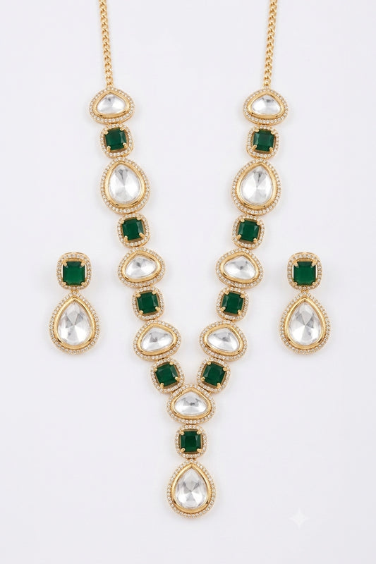 Noor Polki Moissanite Necklace Set