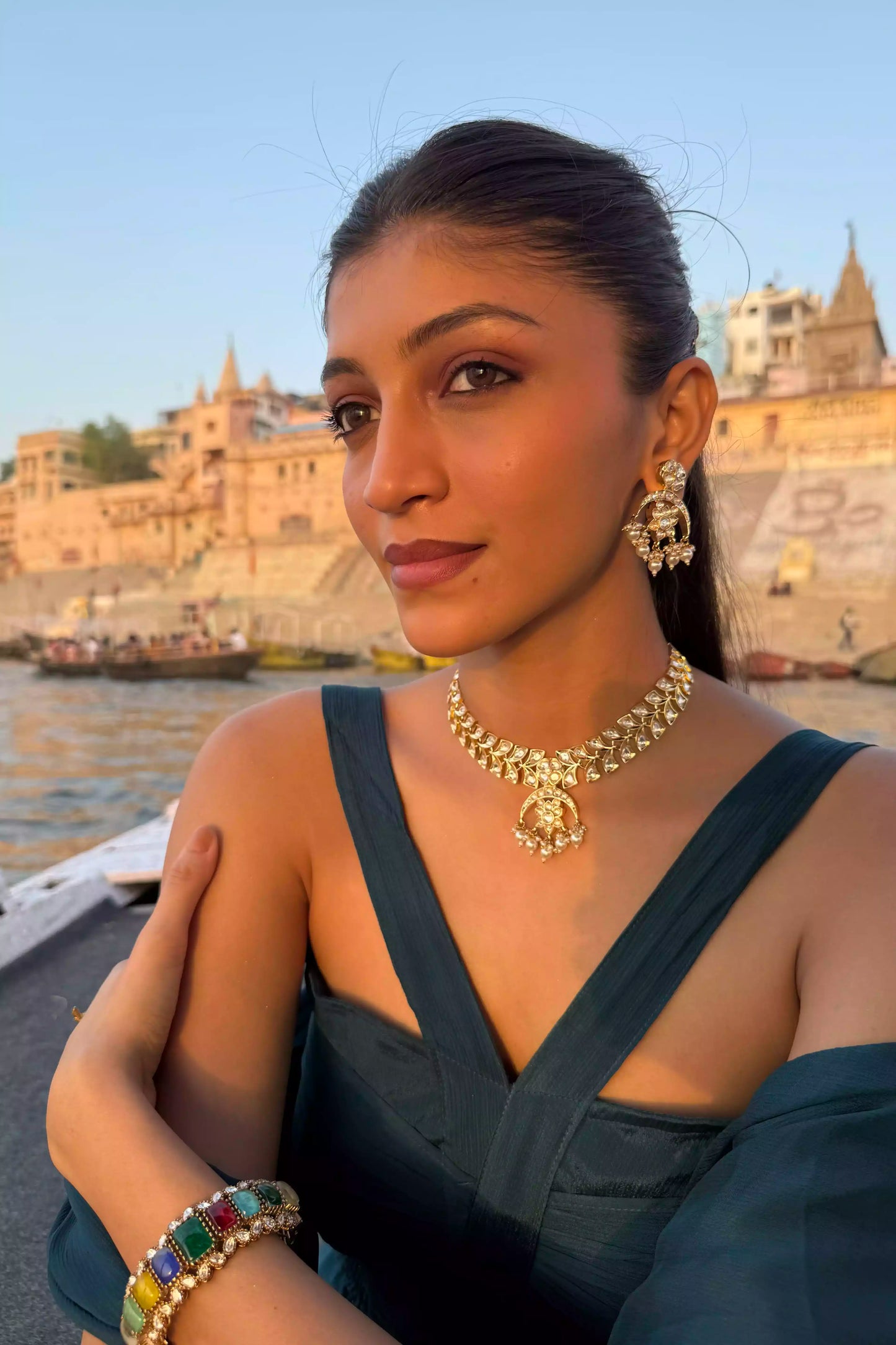 Sandhya Light Polki Pendant Necklace Set