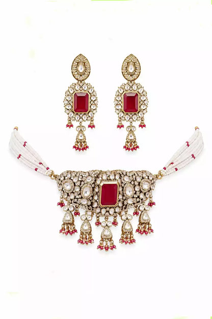 Rhea Ruby Court Polki Choker Set