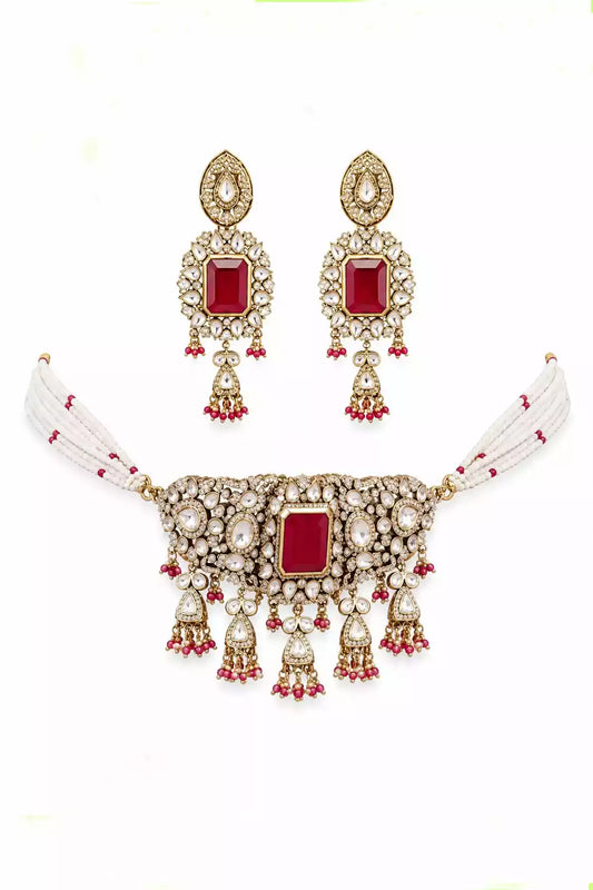 Rhea Ruby Court Polki Choker Set