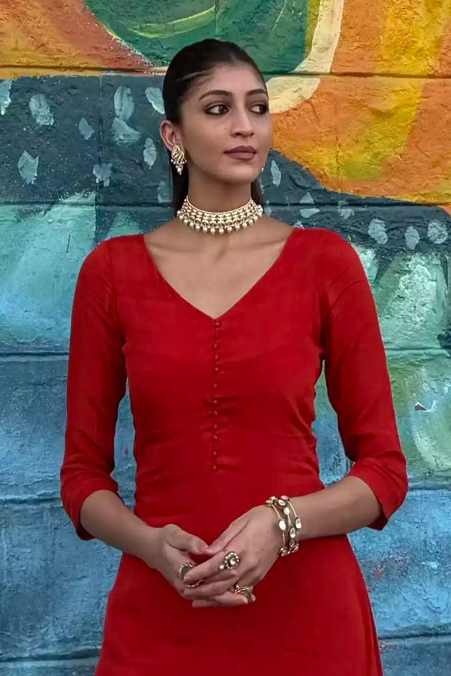 Ria Moti Kundan Pearl Choker Set with Jhumkas