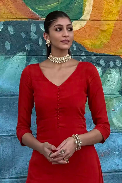 Ria Moti Kundan Pearl Choker Set with Jhumkas