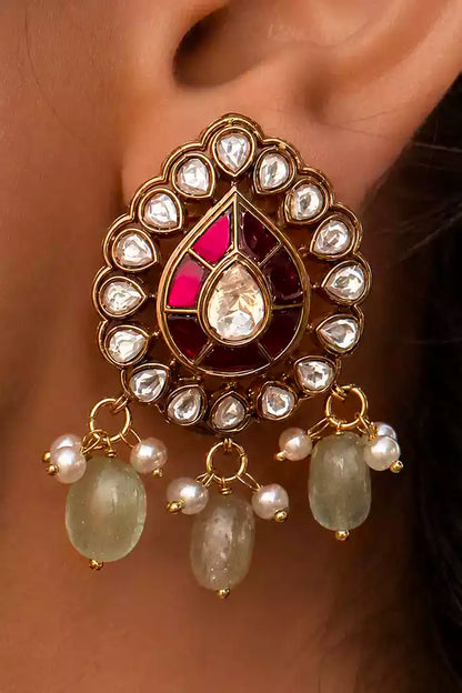Raagini Kirtan Ruby Teal Polki Choker Set