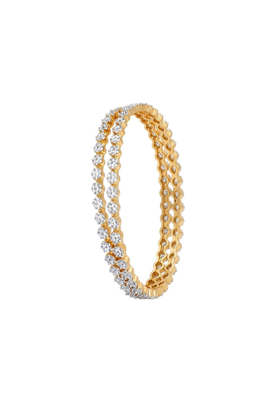 Diamond Sparkling Stone Bangles In Gold