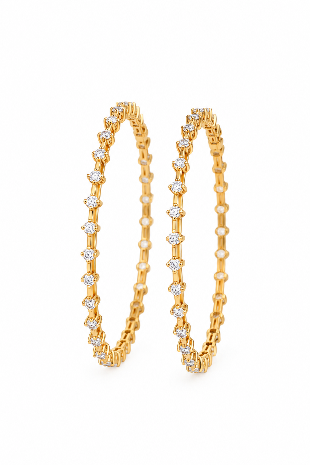 Starlit Line Gold Plated Crystal Stacking Bangles