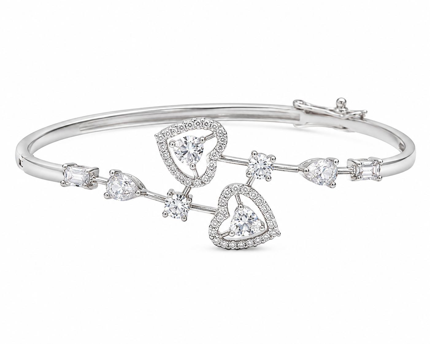Radiant Heart Crystal Silver-Tone Bracelet