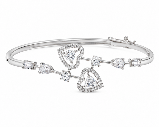 Radiant Heart Crystal Silver-Tone Bracelet
