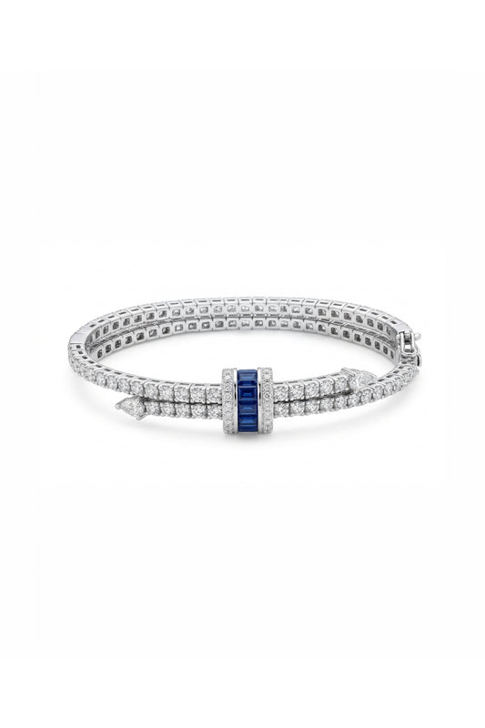 Diamond Twin Row Blue Bracelet