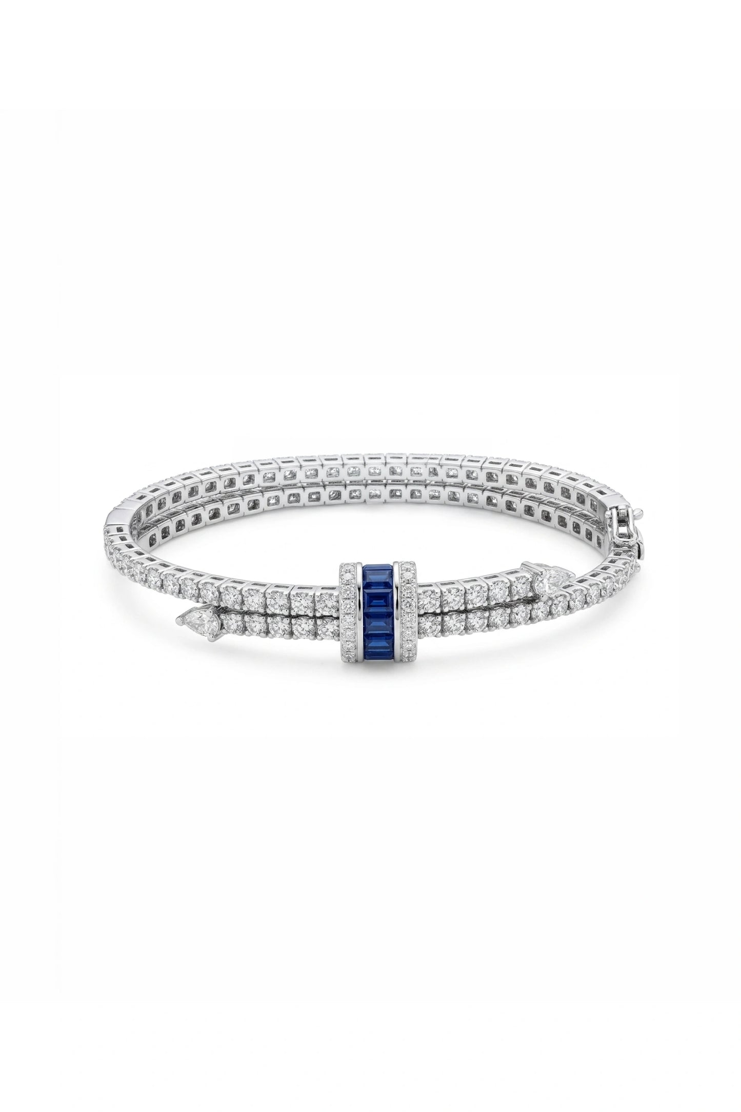 Diamond Twin Row Blue Bracelet