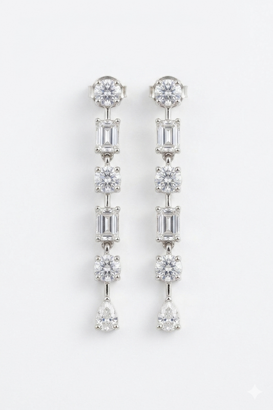 Linear Pearl Cascade Drop Earrings