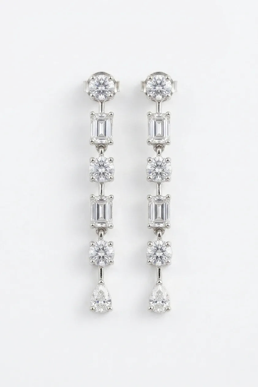 Linear Pearl Cascade Drop Earrings