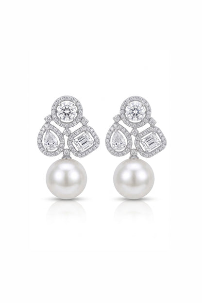 Pearl Rose Drop Earrings