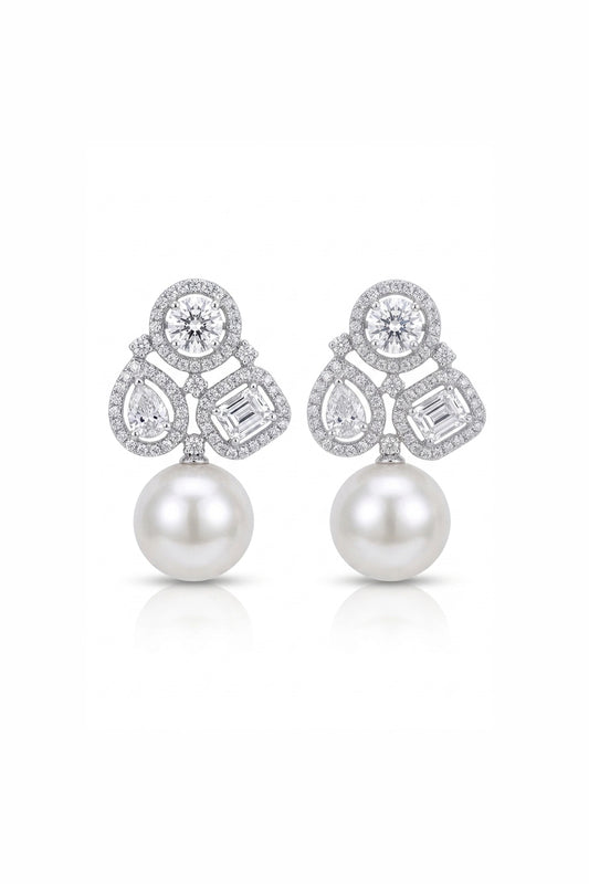 Pearl Rose Drop Earrings
