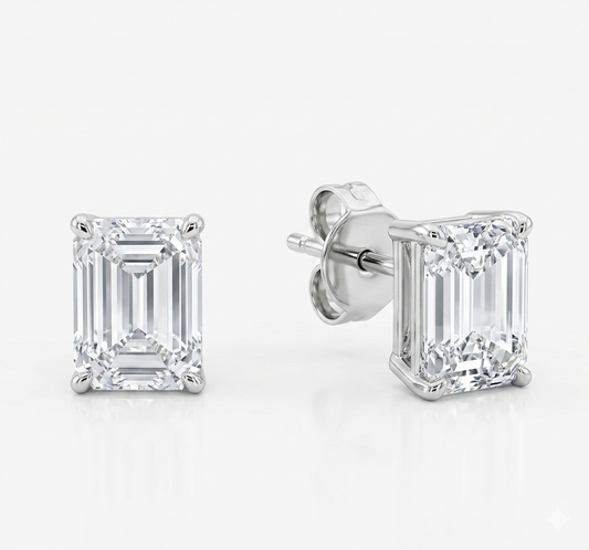 Square Pearl Solitaire Studs