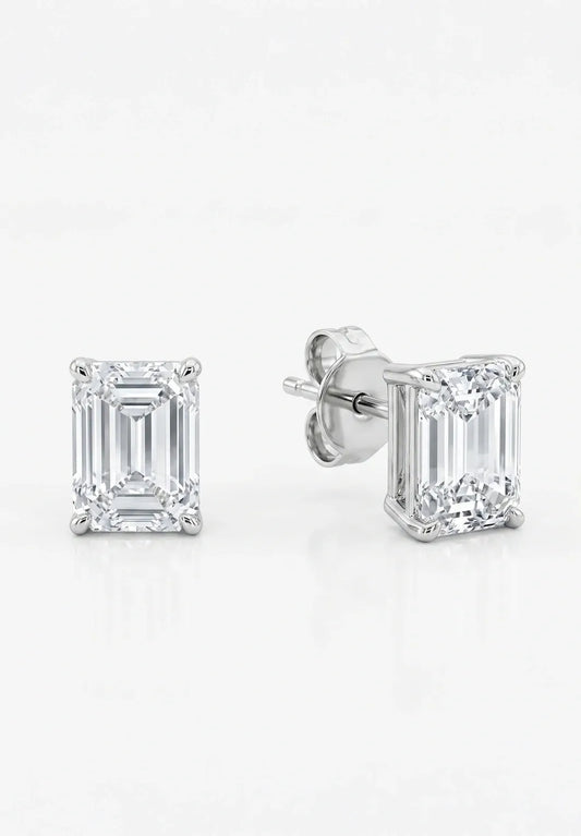Square Pearl Solitaire Studs
