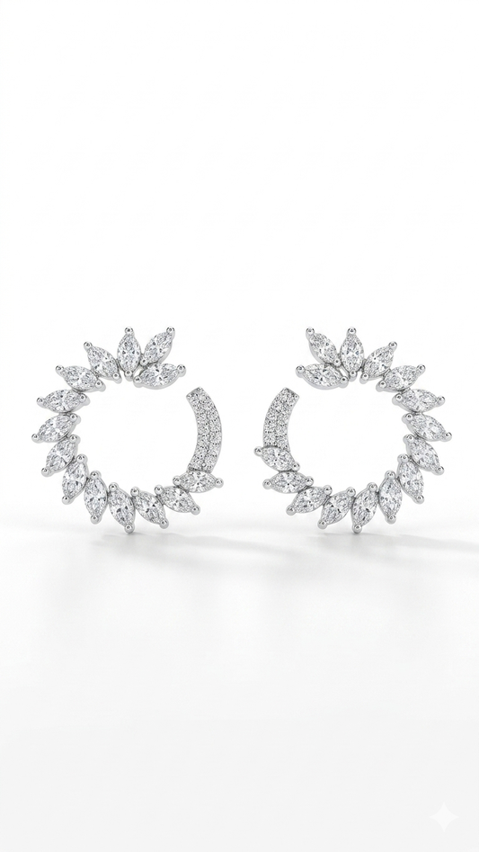 Celestial Blossom Diamond Crescent Hoops