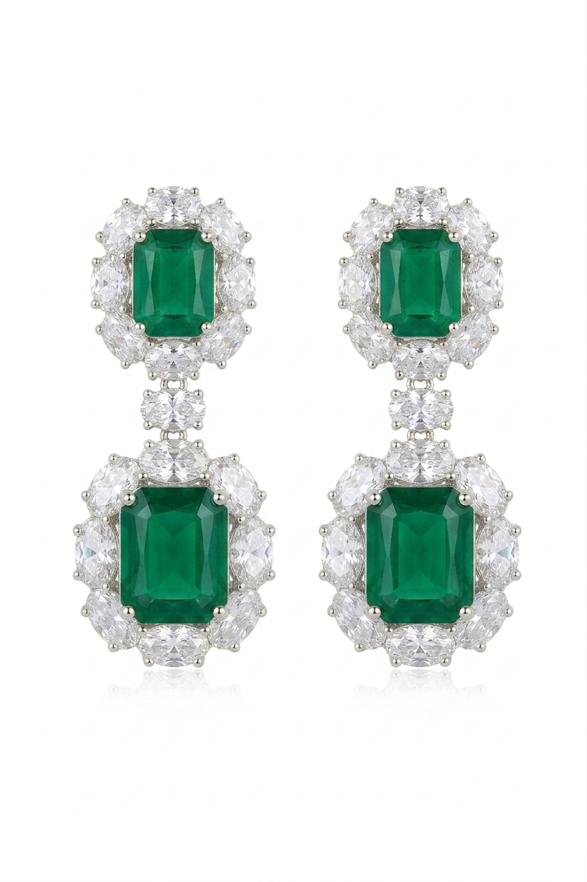 Emerald Drop Chandelier Earrings
