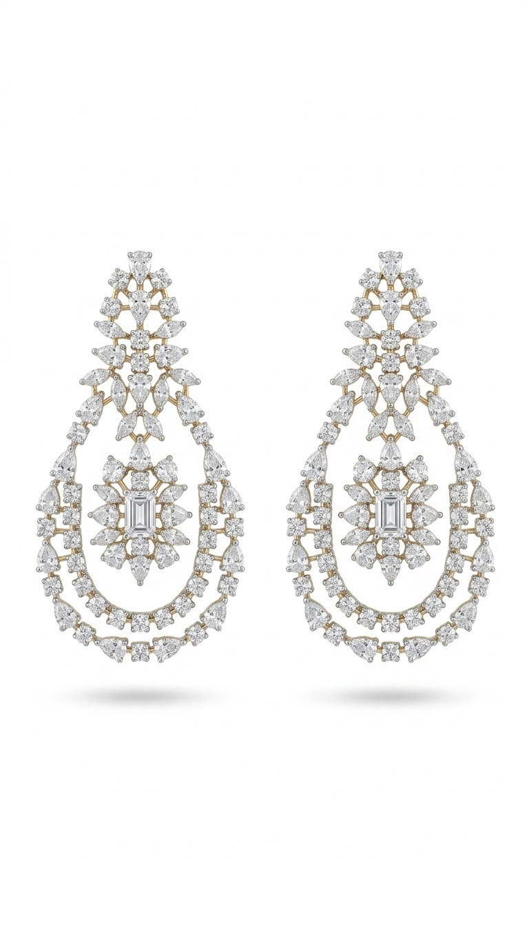 Royal Emerald-Cut Diamond Statement Earrings