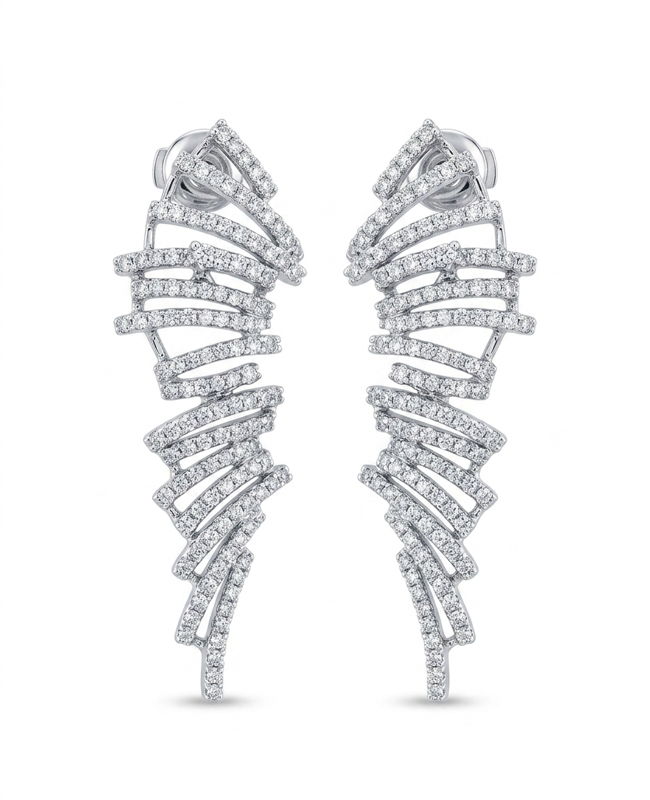 Diamond Feather Ear Sweep