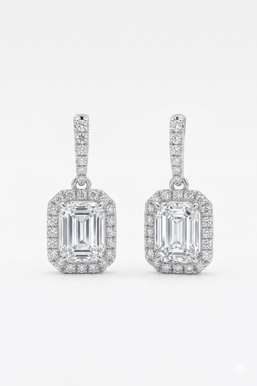 Diamond Circle Drop Earrings