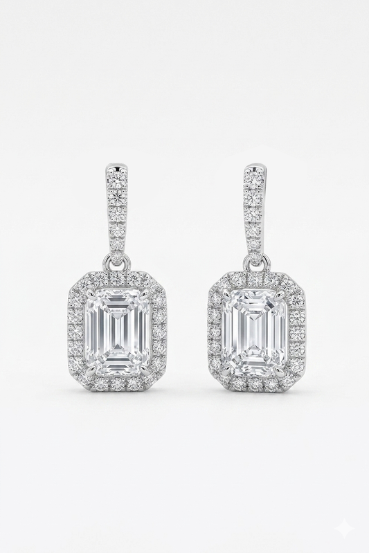 Diamond Circle Drop Earrings