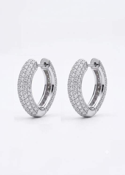 Diamond Arc Huggie Earrings