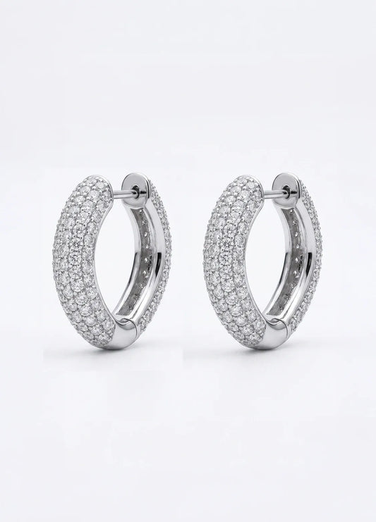 Diamond Arc Huggie Earrings