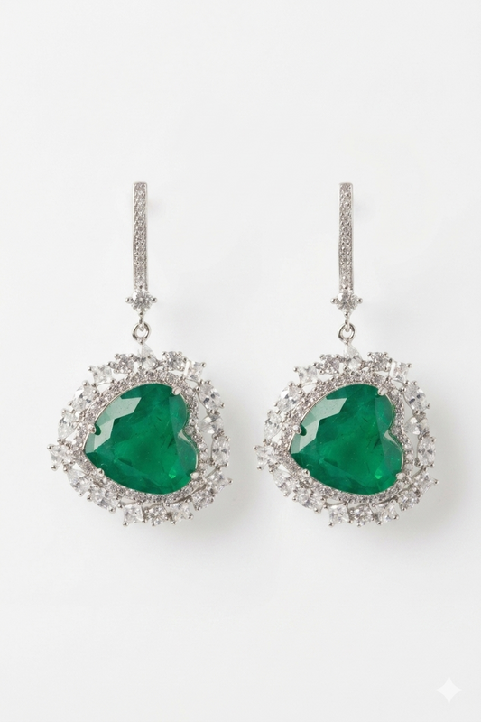 Emerald Halo Hook Drop Earrings